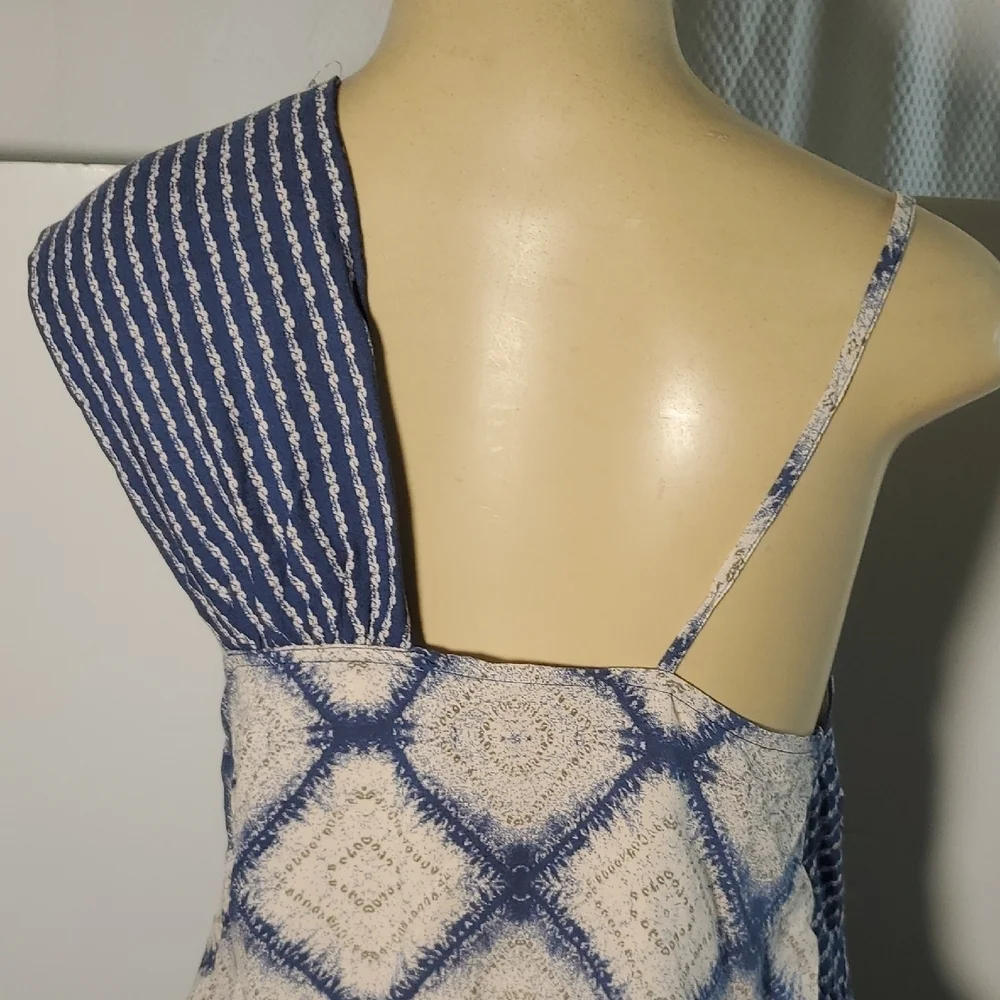 Free People Indigo Call On Me Tank Size S Blue and Cream Blouse